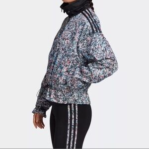Adidas trefoil floral track zip up jacket multi size S satin-silky fabric